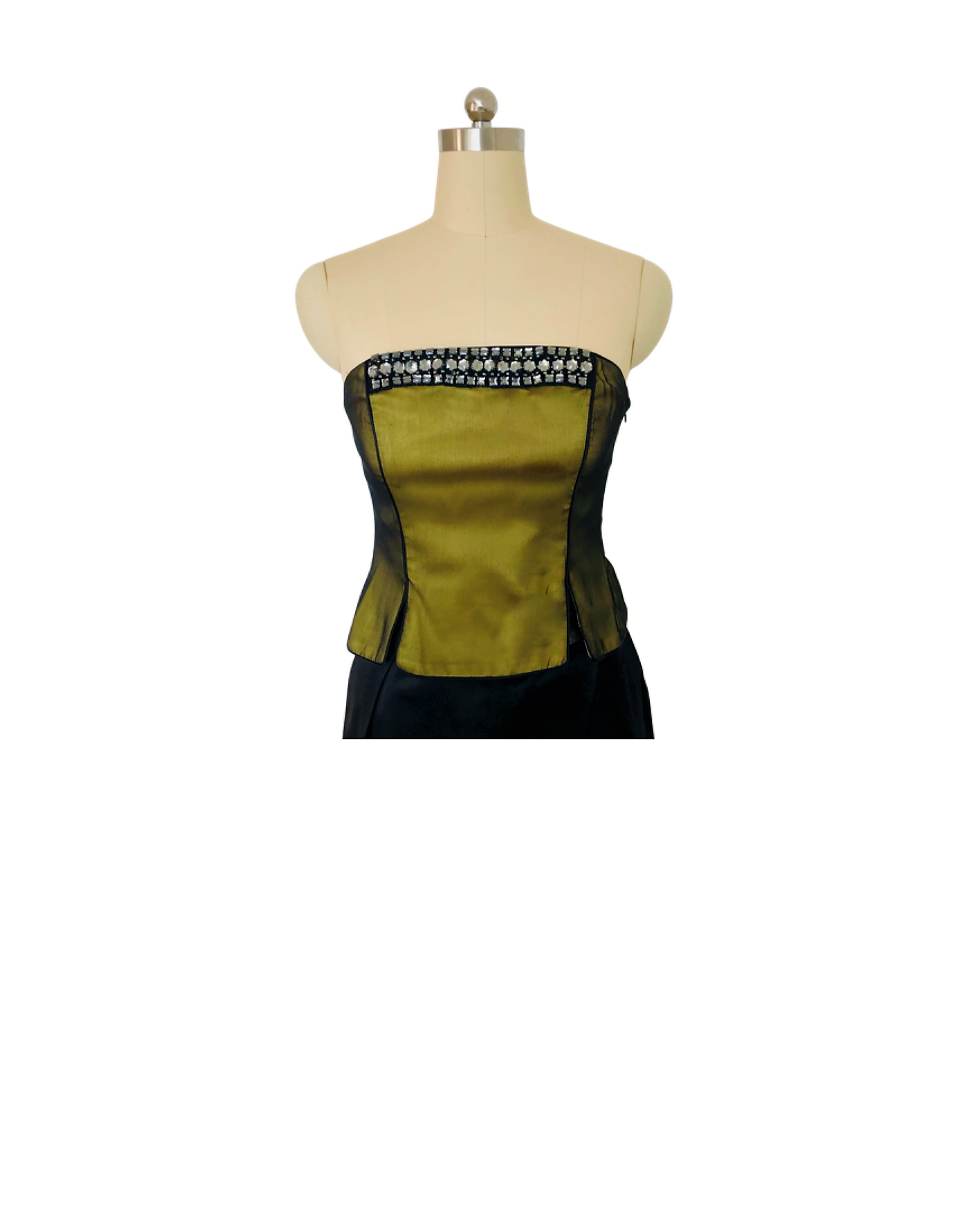 Citron Beaded Silk Satin/chiffon Bustier - ( 50% OFF )