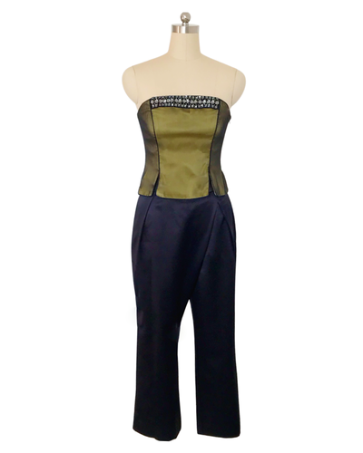 Citron Beaded Silk Satin/chiffon Bustier - ( 50% OFF )