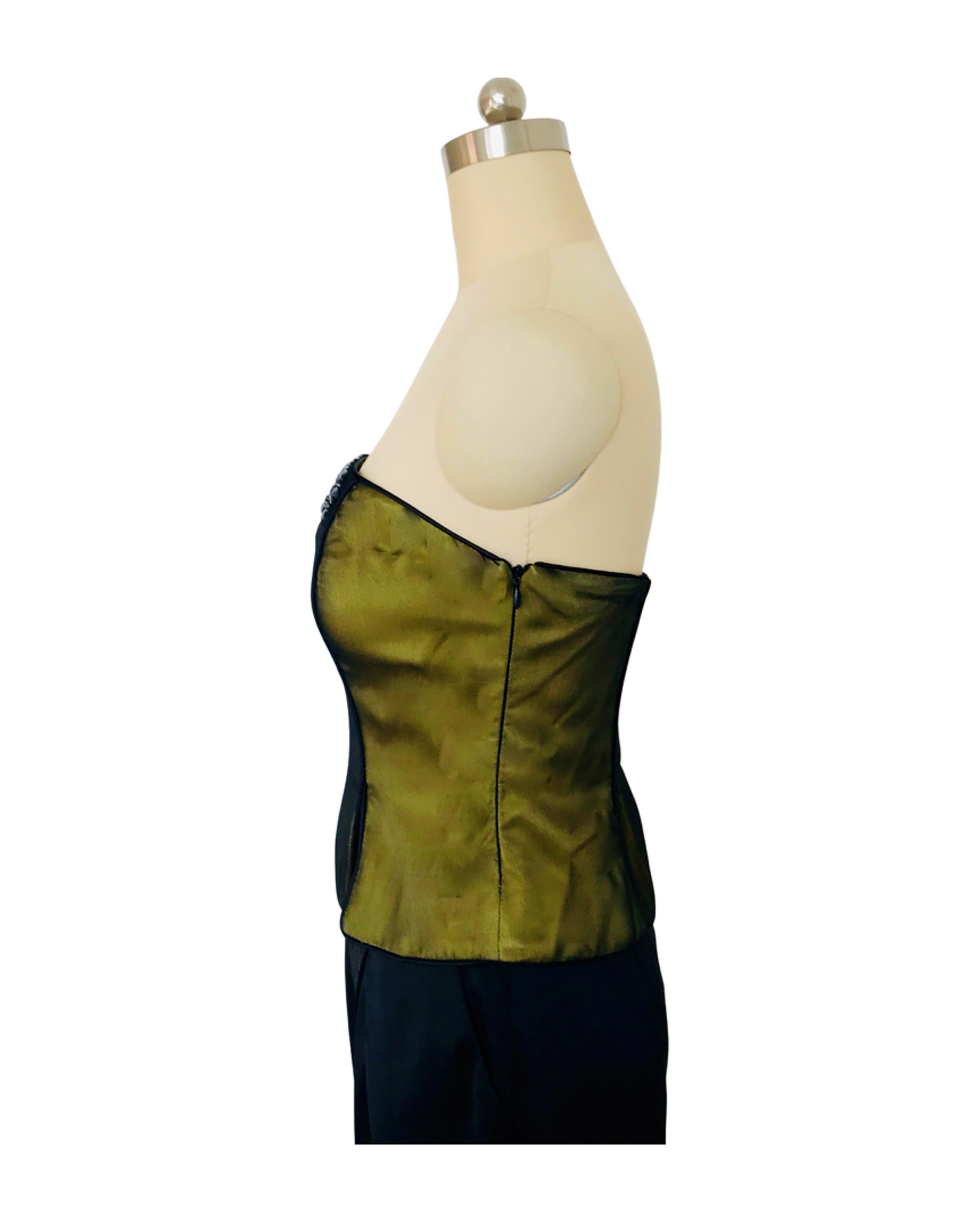 Citron Beaded Silk Satin/chiffon Bustier - ( 50% OFF )