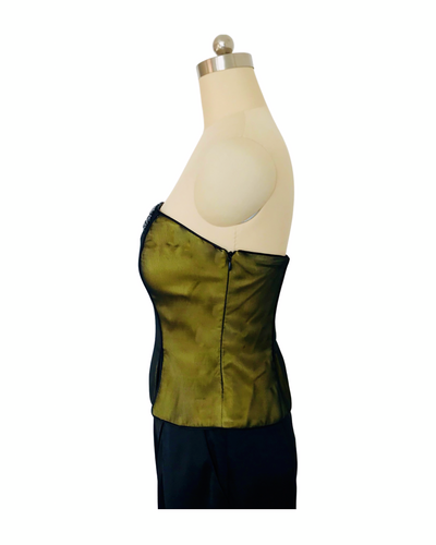 Citron Beaded Silk Satin/chiffon Bustier - ( 50% OFF )