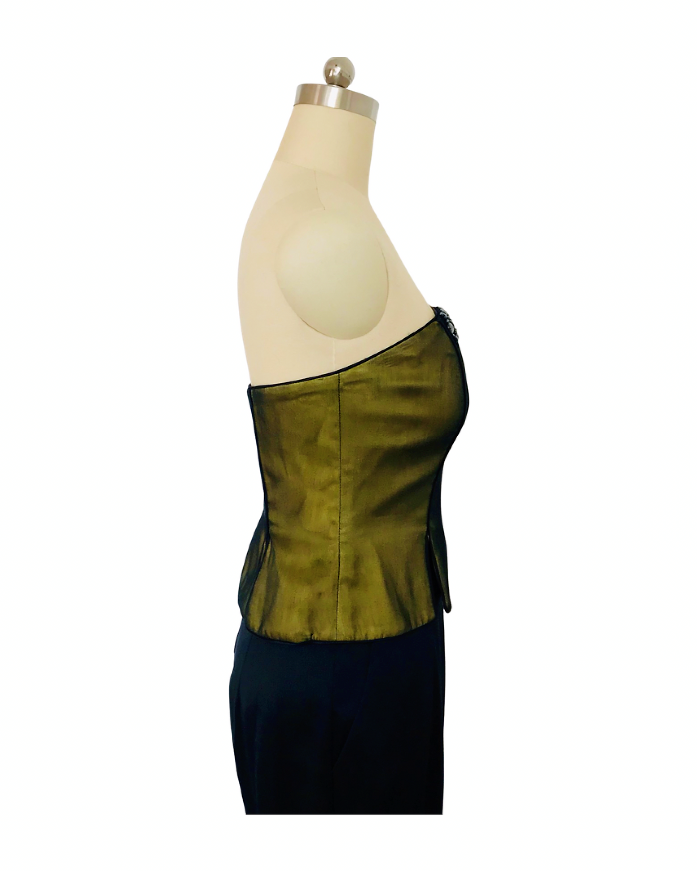 Citron Beaded Silk Satin/chiffon Bustier - ( 50% OFF )