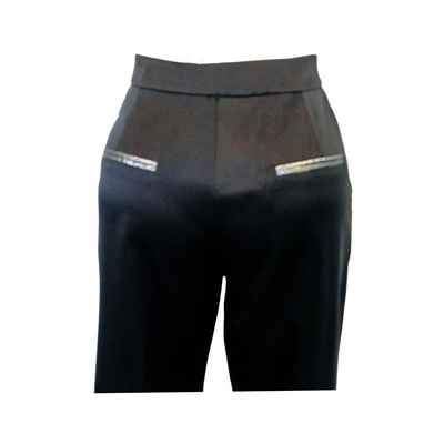 Black Satin Crop Cuff Pants - ( 50% OFF )