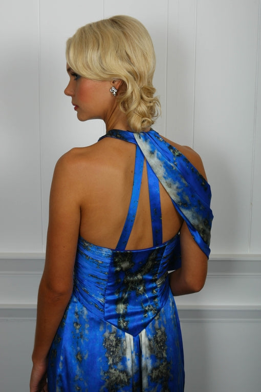 Lapis Silk Satin Dress - ( 50% OFF )