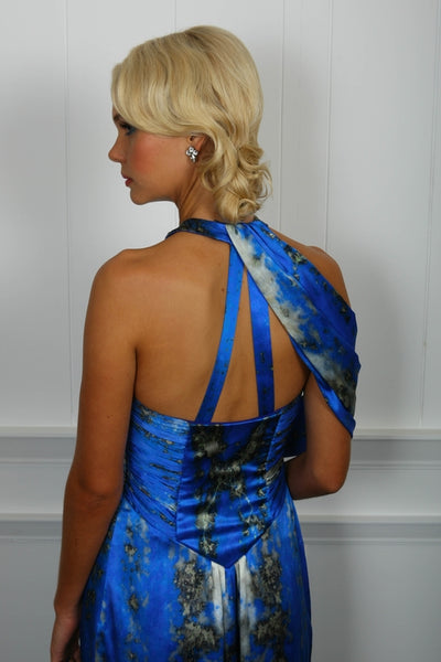 Lapis Silk Satin Dress - ( 50% OFF )