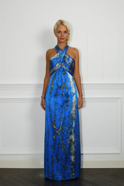 Lapis Silk Satin Dress - ( 50% OFF )