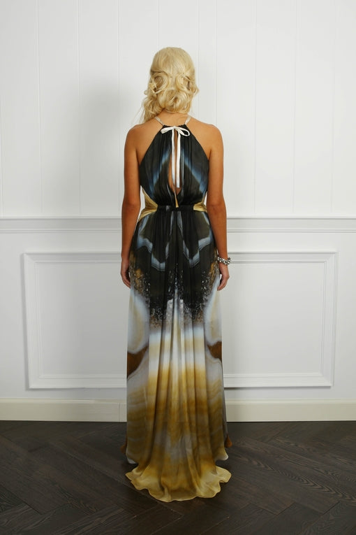 Coral Silk Chiffon beaded Dress - ( 50% OFF )