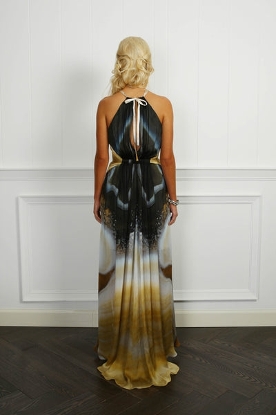 Coral Silk Chiffon beaded Dress - ( 50% OFF )