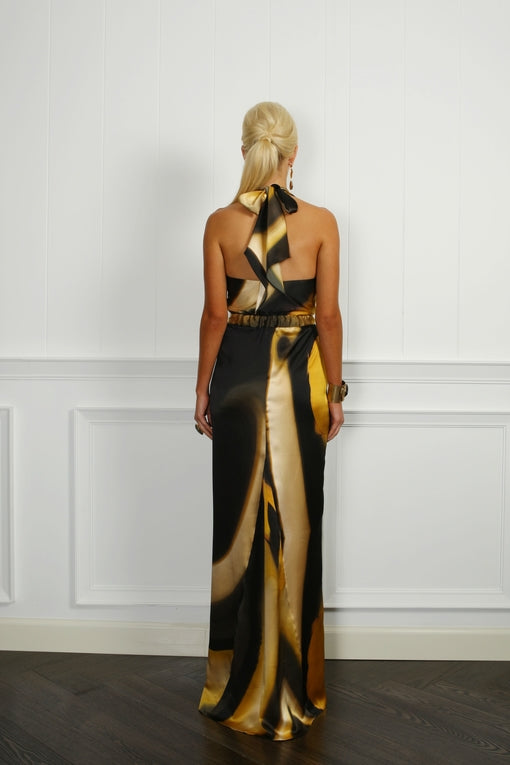 Tiger Eye Silk Satin Dress - ( 50% OFF )