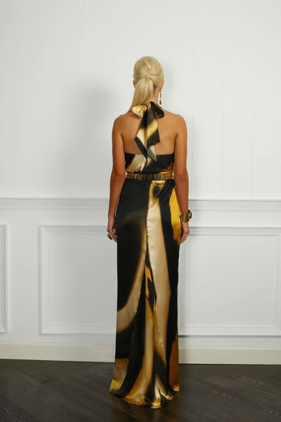 Tiger Eye Silk Satin Dress - ( 50% OFF )
