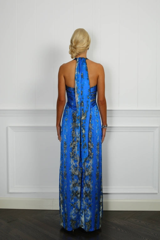 Lapis Silk Satin Dress - ( 50% OFF )