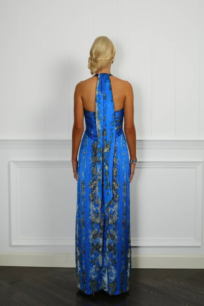 Lapis Silk Satin Dress - ( 50% OFF )
